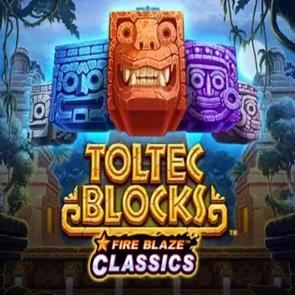 Fire Blaze: Toltec Blocks slot logo by Rarestone Gaming at Slotrize Casino